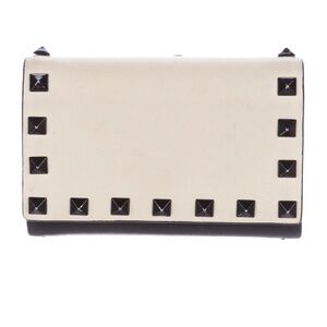 Valentino Garavani Cream and Black Studded Wallet